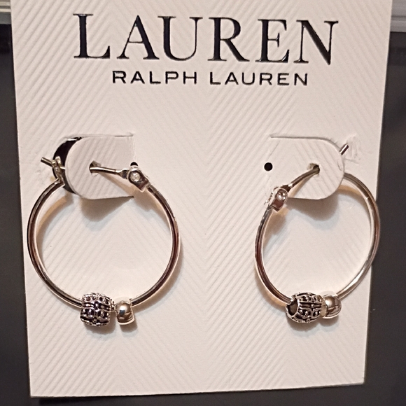 Lauren Ralph Lauren Jewelry - NWT Lauren Ralph Lauren Silver Beaded Hoop Earrings